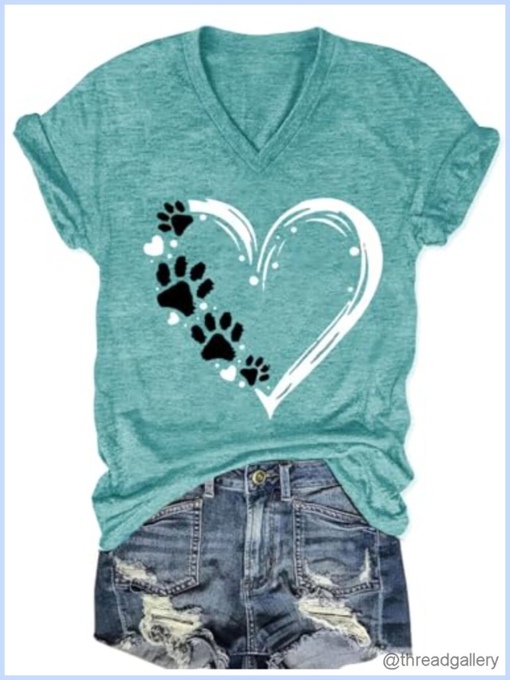 Women's Boho Floral V-Neck Short Sleeve T-Shirt - Casual Summer Top